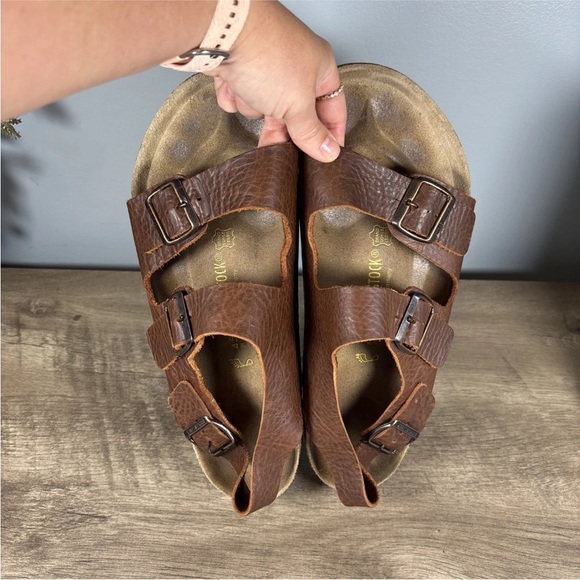 Birkenstock Milano Heel Strap Leather Sandals Brown Regular Size 45 M/12 - Picture 13 of 13
